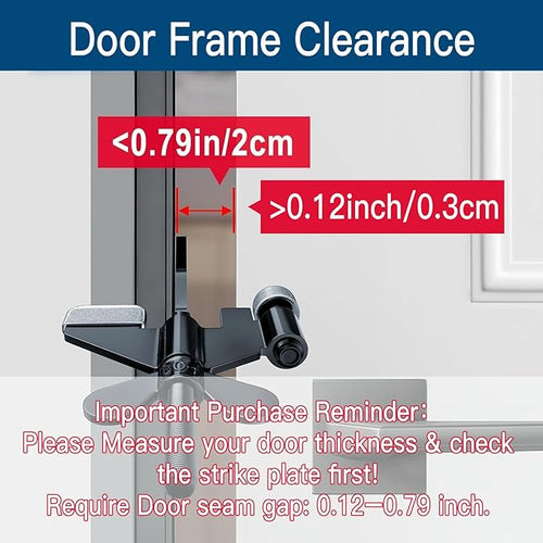 1 Pack Adjustable Portable Door Lock, Hotel Door Locks for Travelers, Prevent Unauthorized Entry, Door Stoppers Security for Travel Bedrooms Apartment Airbnb Dorm, with Silicone Caps