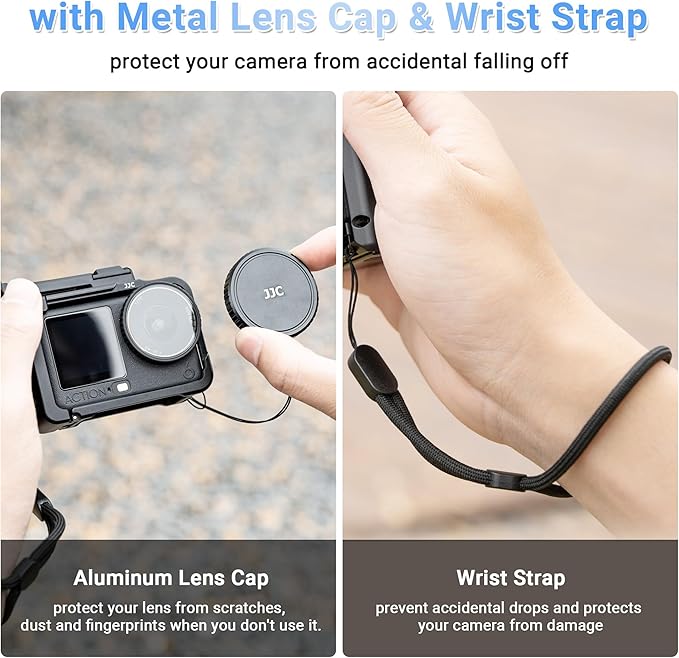 JJC Osmo Action 6 Handle Grip Kit for DJI Osmo Action 6 Accessories, with Extra Battery Slot, Street Photography Magnetic Grip & Metal Cage with Shutter Button, Cold Shoe, Lens Cap, Lanyard