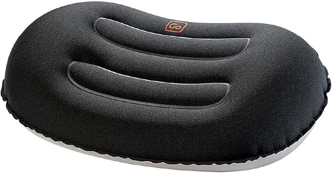 Go Travel Compact Universal Pillow, Comfortable Travel Pillow for Uninterrupted Sleep and Lumbar Support, Inflatable Neck Pillow for Airplane, Bus, Car, and Train, Travel Essentials, Black