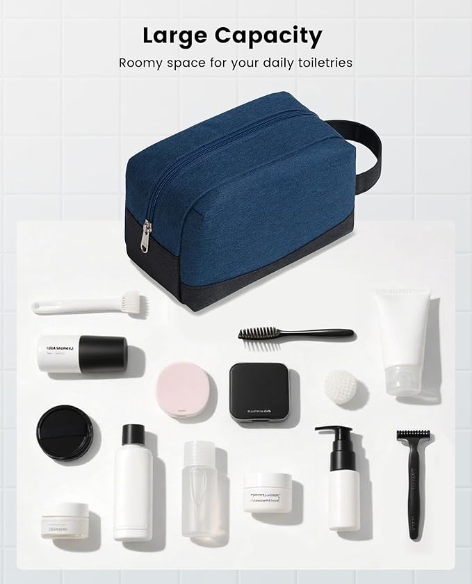 Vorspack Travel Toiletry Bag - Water Resistant Toiletry Bag for Men Small Travel Bag for Toiletries, Accessories - Navy Blue