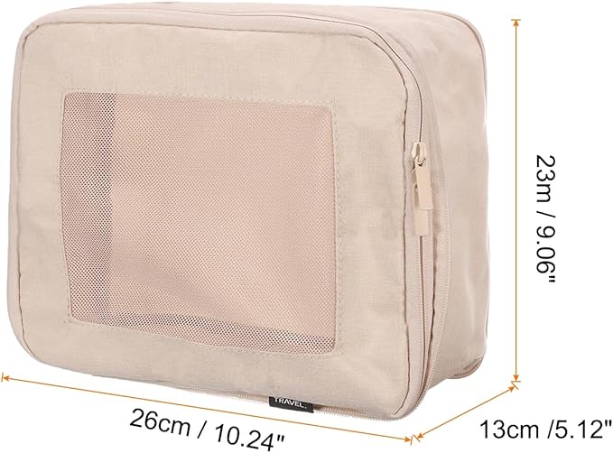 HARFINGTON Compression Packing Cube for Suitcases 26x23x13cm Lightweight Luggage Organizers Bag Travel Essentials Compression Bags for Carry on Suitcases, Beige