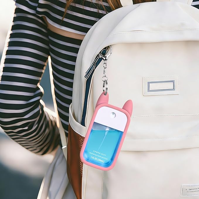 Silicone Case Compatible with TOUCHLAND 30ml/1oz Hand Sanitizer Spray, Vibrant Colors, Cute Style (Pink)