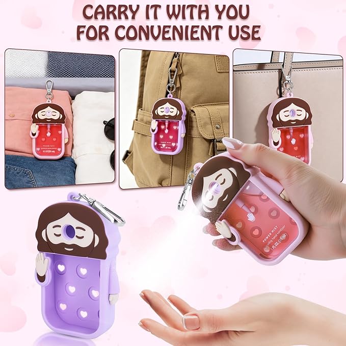 Silicone Case Compatible with Touchland Hand Sanitizer Spray, Touchland Case with Keychain, Protective Case for Power & Glow Mist 1 FL Oz/30ML, Sanitizer Spray Accessory for Mother's Day(Pink&Purple)