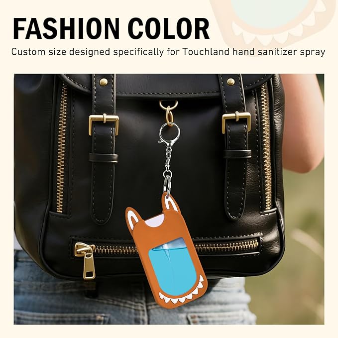Silicone Case Compatible with TOUCHLAND 30ml/1oz Hand Sanitizer Spray, Vibrant Colors, Cute Style (Orange)