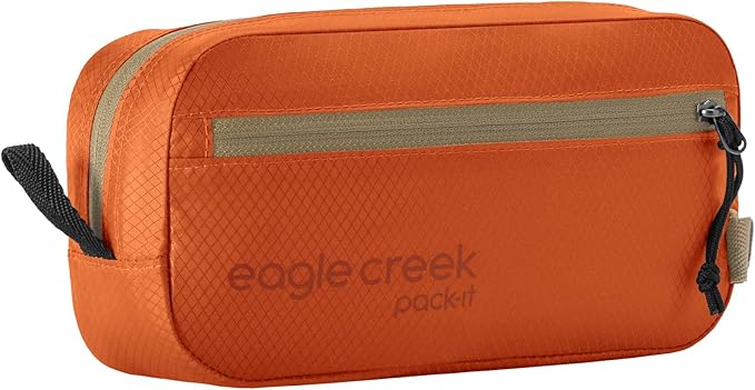 Eagle Creek Pack-It Isolate Quick Trip - Compact Travel Toiletry Bag for Optimizing Luggage Space - Lightweight - Water-Resistant - Easy-Grab Zipper - Sustainable Materials - X-Small - Mandarin