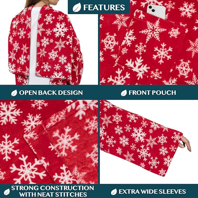 PAVILIA Wearable Blanket with Sleeves for Adult Women Men, Cozy Fleece Warm Wrap Throw with Arms, Gifts for Christmas, Wife