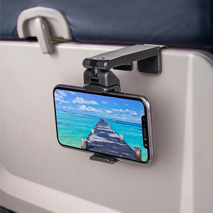 Universal in Flight Airplane Phone Holder Mount. Hands Free Viewing with Multi-Directional Dual 360 Degree Rotation. Pocket Size Must Have Travel Essential Accessory for Flying