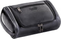 Mens Toiletry Bag,Compact Dopp Kit for Men Travel, PU Leather Shaving Kit, Water-Resistant Minimalist Organizer with Wrist Strap,Travel Toiletry Bag, Gift for Men,Large 10x6.5x4"Classic Black
