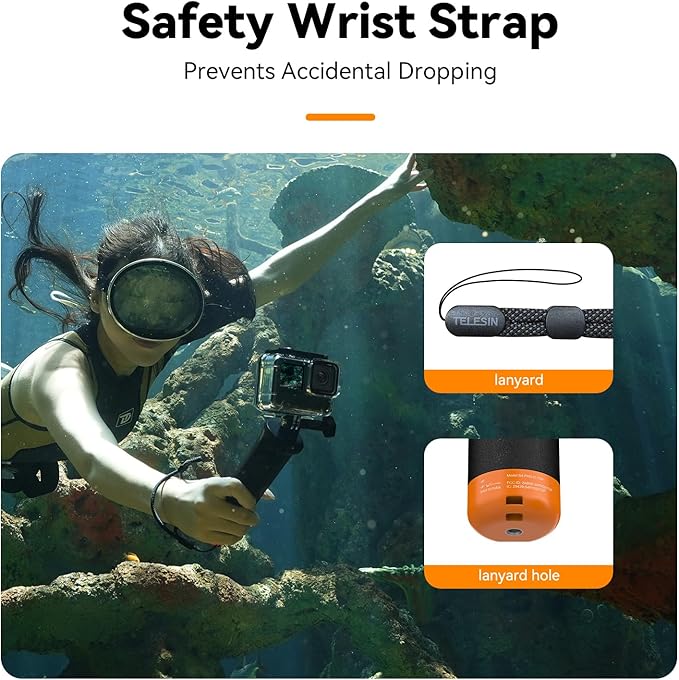 TELESIN Floating Selfie Stick Hand Grip Waterproof Handle with Bluetooth Remote for GoPro Hero 13 12 11 10 9 8 Handle Mount Accessories for Action Camera