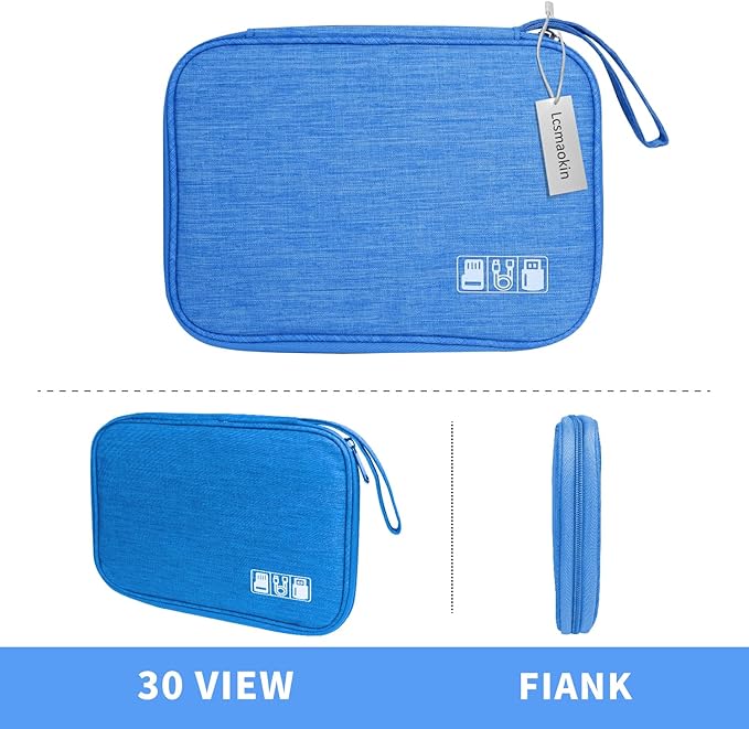 Lcsmaokin Electronics Travel Organizer,Portable Waterproof Electronic Travel Storage Bag for Small Charging Cord Storage,Charger,Small Electronics,SD Card etc,for Travel,Business -Sky Blue