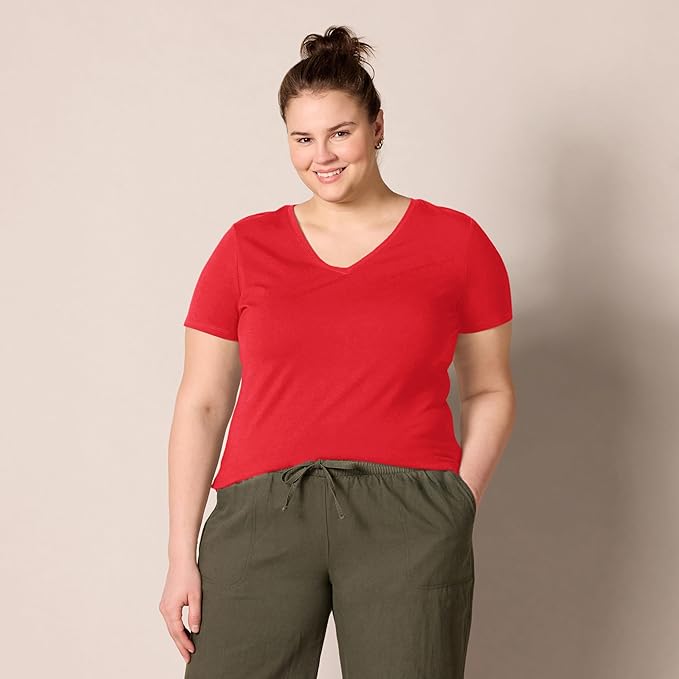 Amazon Essentials Women's Regular-Fit Short-Sleeve T-Shirt (Crewneck and V-Neck Options), Multipacks