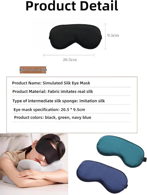 1 Pack Double-Sided Mulberry Silk Eye Mask, Adjustable Ear-Hook Design Cool Breathable Sleep Mask, Non-stifling Eye Cover for Side Sleeping(Blue)