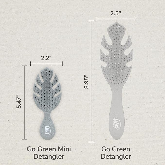 Wet Brush Go Green Mini Detangler, Grey - Detangling Travel Hair Brush - Ultra-Soft IntelliFlex Bristles Glide Through Tangles & Gently Loosens Knots While Minimizing Pain, Split Ends & Breakage