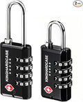 Kinghardcase 2 Pack TSA Locks for Luggage, 4-Digit Combination Travel Locks for Gun Cases, Toolboxes, Ammo Cases, Bags, Suitcases, Backpacks, Resettable Zinc Alloy Lock with Hook