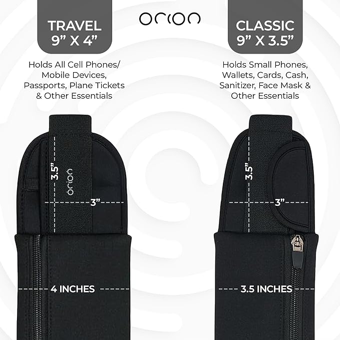 The Belt of Orion Slim Travel Money Belt for Men & Women – Anti-Theft Passport Holder Waist Pack, Low-Profile Fanny Pack for Phone, Cash & Cards (9” × 4”)