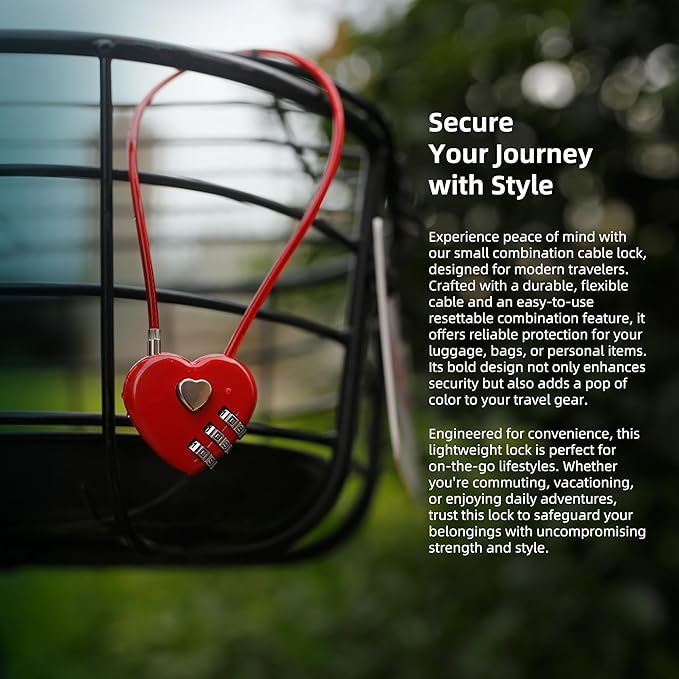 Small Combination Lock, Cable Locks with Combination, Cute Padlock with Code, Long Combo Cable Padlock for Luggage, Suitcase, Cabinet, Pool Gate, French Fridge Door, Motorcycle Helmet