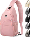Pritent Crossbody Bags for Women Man Waterproof Sling Bag Backpack Trendy Casual Cross Body Bag with Convertible Shoulder Strap Chest Bag for Camping Hiking Travel Essentials (Pink, Large )