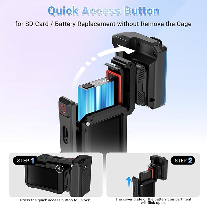 JJC Osmo Action 5 Pro Handle Grip Kit for DJI Osmo Action 5 4 3 Accessories, with Extra Battery Slot, Street Photography Magnetic Grip & Metal Cage with Shutter Button, Cold Shoe, Lens Cap, Lanyard