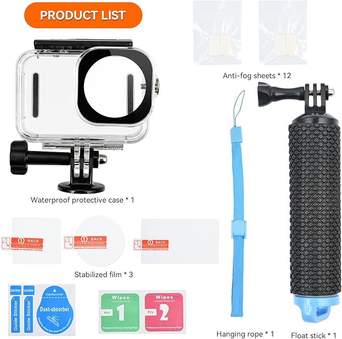 UTEBIT Underwater Waterproof Case for DJI Osmo Action 6 Camera, 196FT/60M Protective Diving Housing with Camera Handle Mount, Quick Release Interface Protective Cover with Float Stick Accessory Kit
