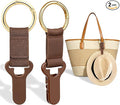 Niveaya Hat Clip for Travel on Bag - 2 Pack, Vacation Beach Cruise Essentials Accessory for Travel Handbag Backpack Luggage, Securely Hold to Keep Hat Shaped, Brown+Brown