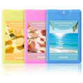 Set of 3 Power Mist Hydrating Hand Sanitizer Spray Bulk Travel Size Refreshing Hand Sanitizer 0.67 Fl. oz Compact Card Spray Bottle Peach Lemon Ocean Scent for Summer Party Favors Family Gifts