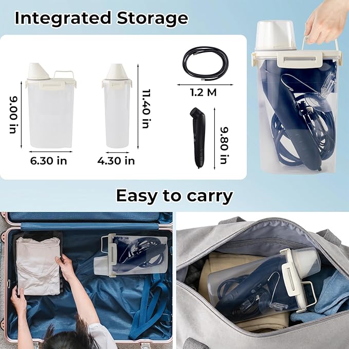 Portable Electric Bidet Sprayer, 2600mAh Rechargeable Handheld Bidet for Travel | Toilet | Personal Care | Postpartum | Hygiene Cleaning | Baby Care, 2.5L Water Container, 4ft Hose, Hook& Storage Bag
