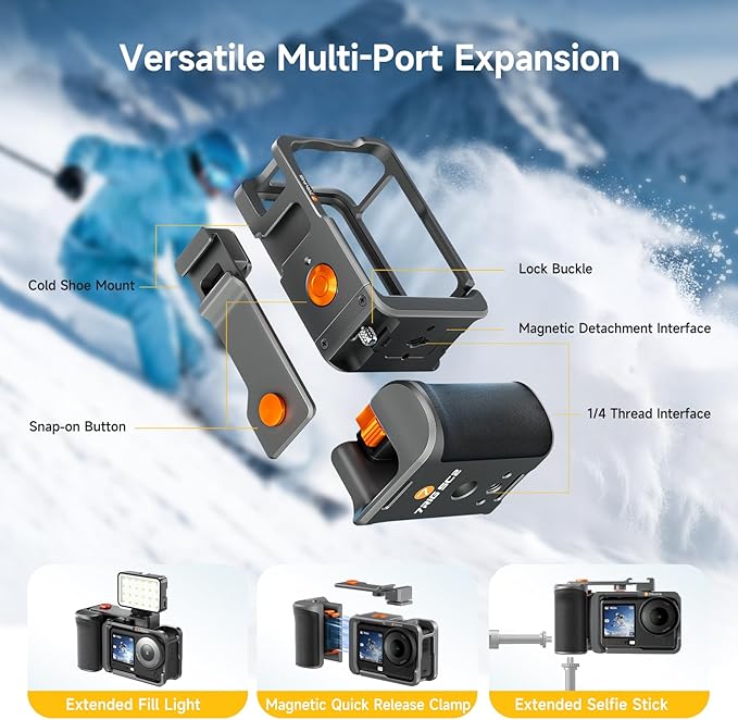 7RYMS 7RIG SC2 Street Grip Kit for DJI Osmo Action 6, Photography Handle Grip with Quick Release, Cold Shoe, Lens Cover, Wrist Strap, Grip Holder for Street Photography, Vlogging, Video Recording