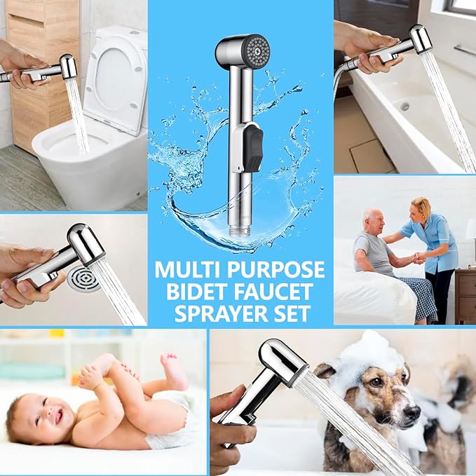 Handheld Bidet Sprayer for Toilet - Durable ABS Bathroom Jet for Feminine Hygiene, Baby Cloth Diaper Washer & Pet Bathing - Lightweight Toilet Attachment with Hose, Easy DIY Installation