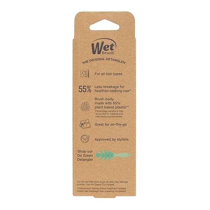 Wet Brush Go Green Mini Detangler, Pink - Detangling Travel Hair Brush - Ultra-Soft IntelliFlex Bristles Glide Through Tangles & Gently Loosens Knots While Minimizing Pain, Split Ends & Breakage