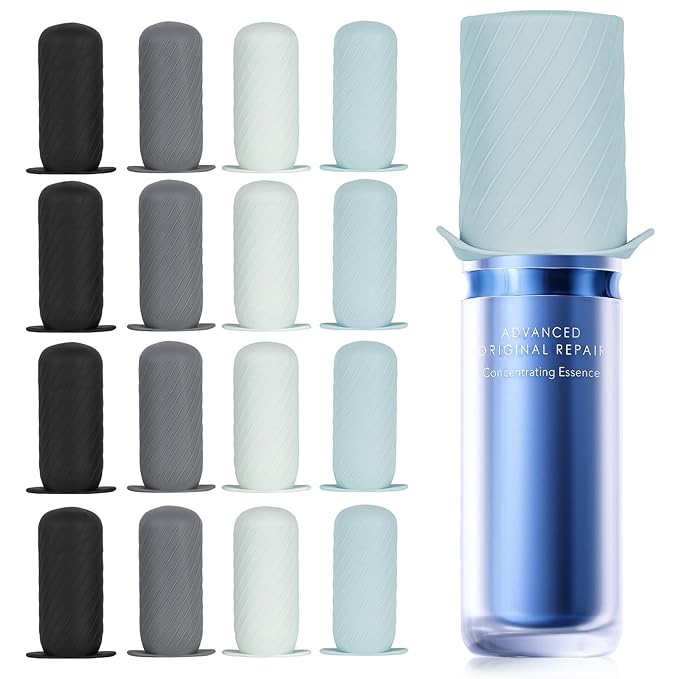 Mrsdry Bottle Covers for Travel, Elastic Sleeves for Leak Proofing, Silicone toiletry Containe sleeves, Leak Locks Travel Accessories for Shampoo Conditioner Wash Body Bottles (16pack)