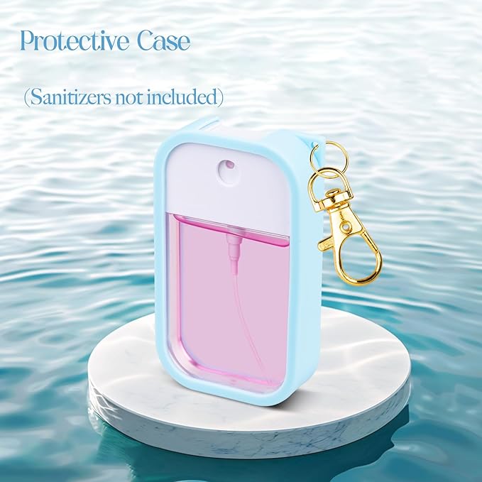 TERPINK Silicone Case Compatible with Touchland Hand Sanitizer Spray, Protective Case with Keychain for Power Mist and Glow Mist 1 fl oz, Hand Sanitizer Spray Accessory (Blue, 1 Pack)