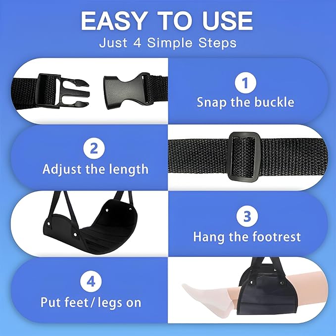 2-Pack Airplane Travel Footrest Hammock - Perfect Airplane Foot Hammock to Relax Your Feet - Travel Essentials Comfy Foot Hanger Airplane Footrest for Long Trip