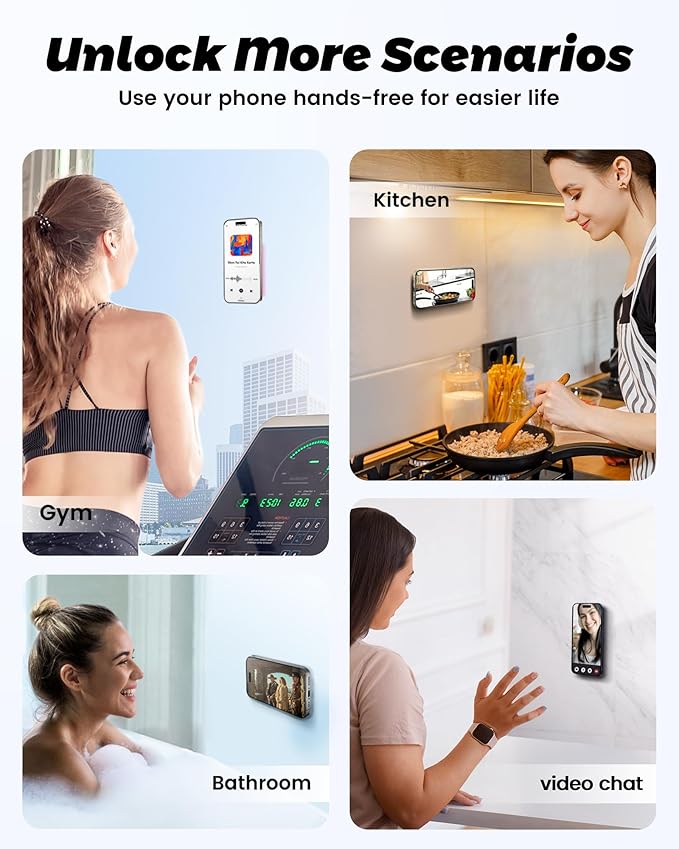 amBand Magnetic Suction Phone Grippy for MagSafe Case, Silicone Cup Sticky Mount for iPhone 12 13 14 15 16 17 Pro Max/Pro/Air/Plus, Hands-Free Selfie/Video for TikTok Creator/Influencer, Light Blue