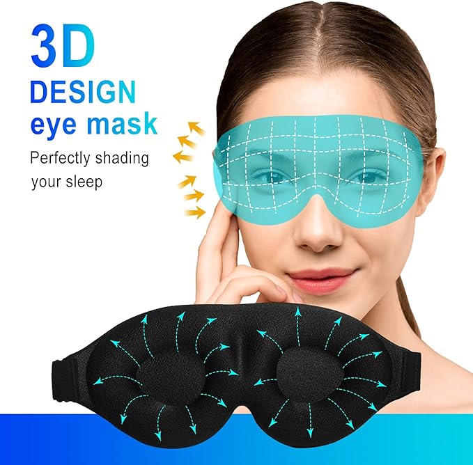 3D Sleep Mask, 100% Blackout 3D Contoured Sleep Eye Mask, Comfortable & Super Soft Sleeping Mask with Adjustable Straps for Women, Men, Sleeping Travel Yoga Naps (Peony Flower - Pack of 1)