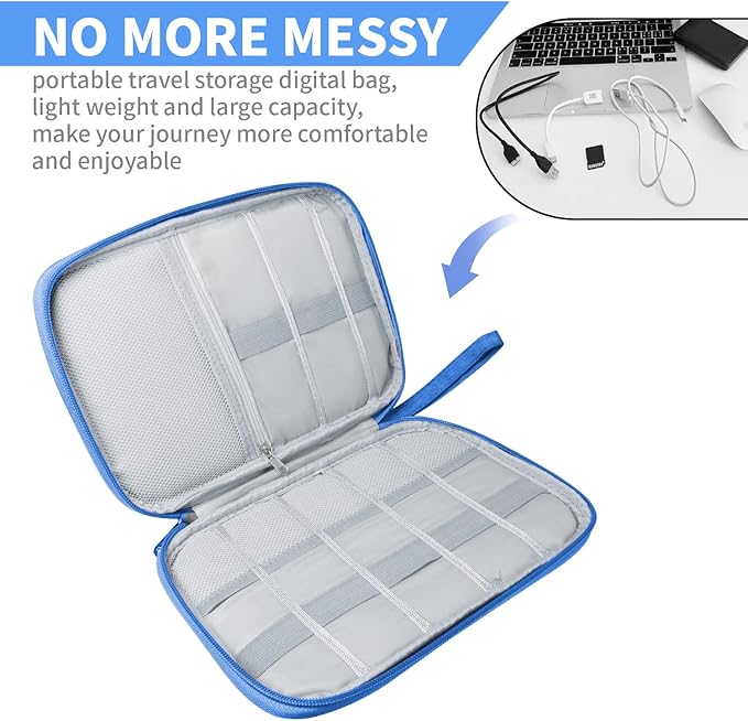 Lcsmaokin Electronics Travel Organizer,Portable Waterproof Electronic Travel Storage Bag for Small Charging Cord Storage,Charger,Small Electronics,SD Card etc,for Travel,Business -Sky Blue