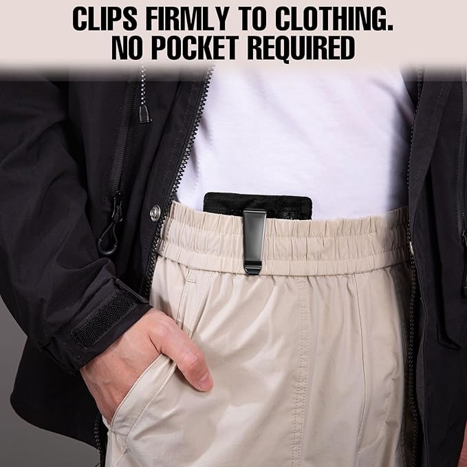 KOSMCCO RFID Blocking Clip Stash Pocket, Compact Hidden Travel Belt Wallet for Cards & Cash - Slim Pickpocket-Proof Design for Everyday Carry (Black, Medium)