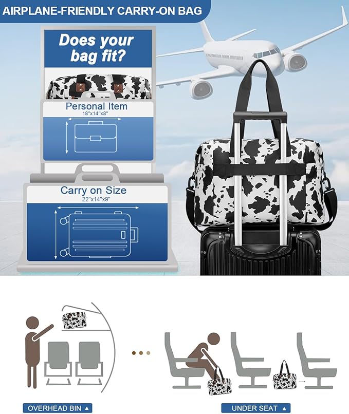 Pritent Travel Duffle Bag, Waterproof Weekender Overnight Hospital Bags for Women Men with Toiletry Bag Lightweight Carry on Personal Item Duffle Gym Bag for Travel, Airplanes, Sports