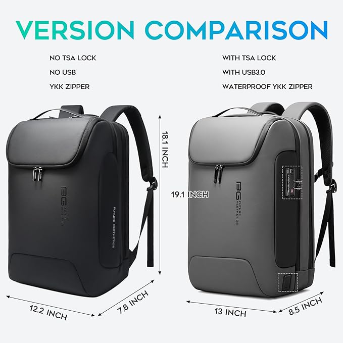BANGE Anti-Theft Backpack with USB Charging Port for Men, 17.3 Inch Business Laptop Backpack, TSA Approved Lock & Waterproof Zippers, Large Travel Computer Bag