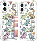 Compatible with iPhone 17 Case Card Holder for Women Cute Design,Wallet Phone Cases Transparent Cool Kawaii Protective (Clear Lovely Dinosaurs)