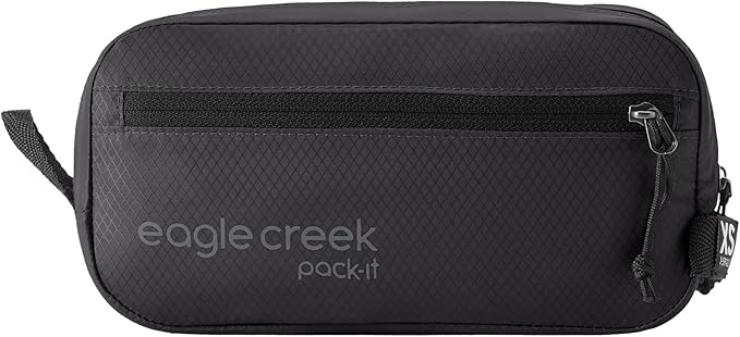 Eagle Creek Pack-It Isolate Quick Trip - Compact Travel Toiletry Bag for Optimizing Luggage Space - Lightweight - Water-Resistant - Easy-Grab Zipper - Sustainable Materials - X-Small - Black