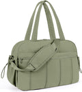 Lightweight Travel Duffle Bag for Women, Quilted Puffy Weekender with Wet Pocket for Gym, Overnight, Personal Item Carry On, Green