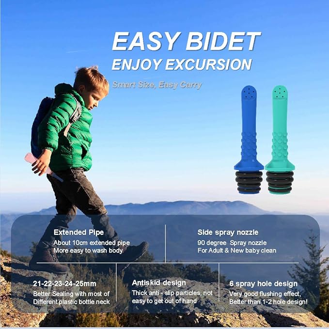 3PCS-Pack Backpacking Bidet for Camping Portable Bidet Pipe for Toilet, Universal Travel Bidets Compatible with Your Empty Plastic Bottle Mouth-Handheld Shattaf for Personal Hygiene,Cleaning,Outdoor