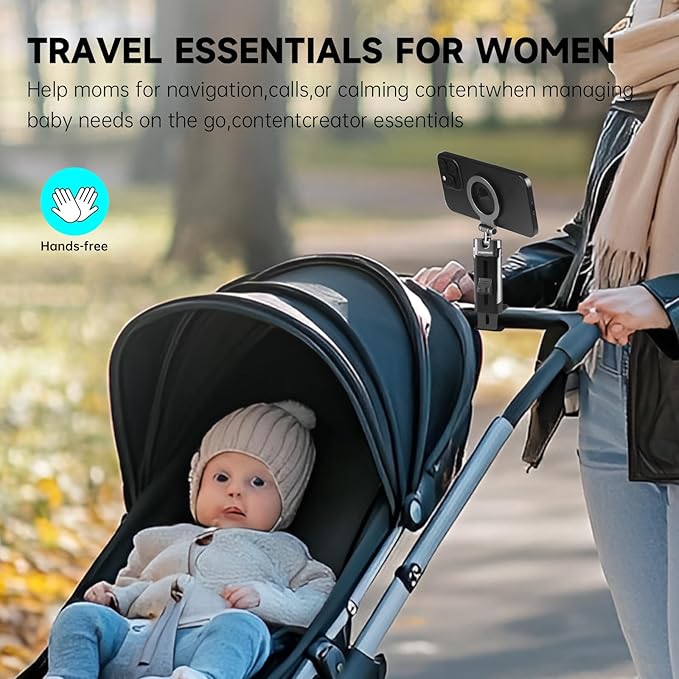 Magnetic Airplane Phone Holder for iPhone 17-12 Series, Foldable Magnetic Phone Stand for Desk, 360° Rotation Phone Tripod Mount, Travel Phone Holder with Strongest Magnet