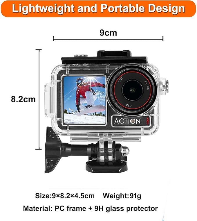 BO&DQQ Underwater Waterproof Case Compatible with DJI Osmo Action 5 Pro/Action 4/Action 3, 164FT/50M Dive Diving Housing Cover Shell with Anti-Fog Inserts Accessories