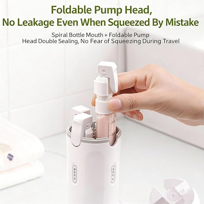 4 in 1 Travel Dispenser Bottle,4 Pack 30ML Travel Bottles for Toiletries, Leak Proof Travel Size Containers (Light Green, OneSize)