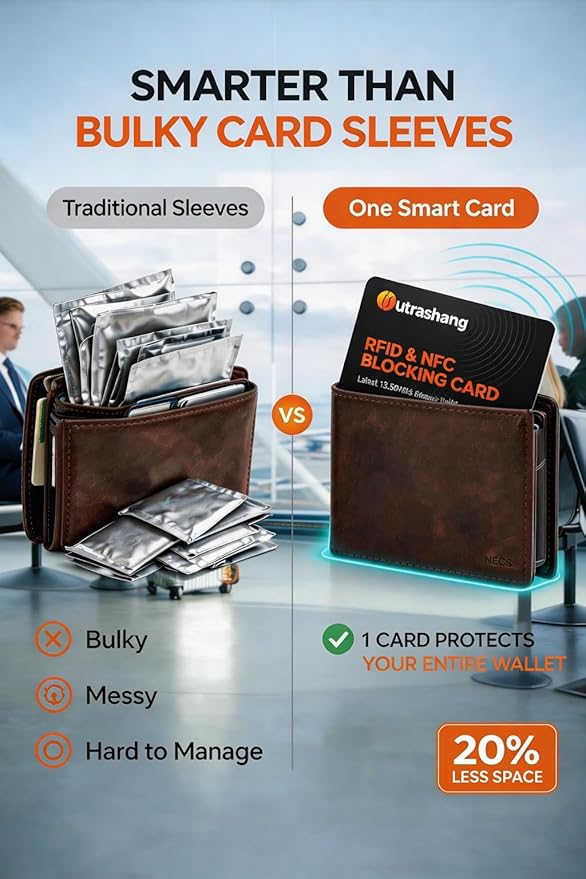 Core-protection RFID Blocking Card for Wallet: Ultra-Slim NFC Signal Blocker for Credit Card & Passport - Anti-Theft for Travel Safe Without Bulky Sleeves - No Battery Needed, Fits Men & Women,2-Pack