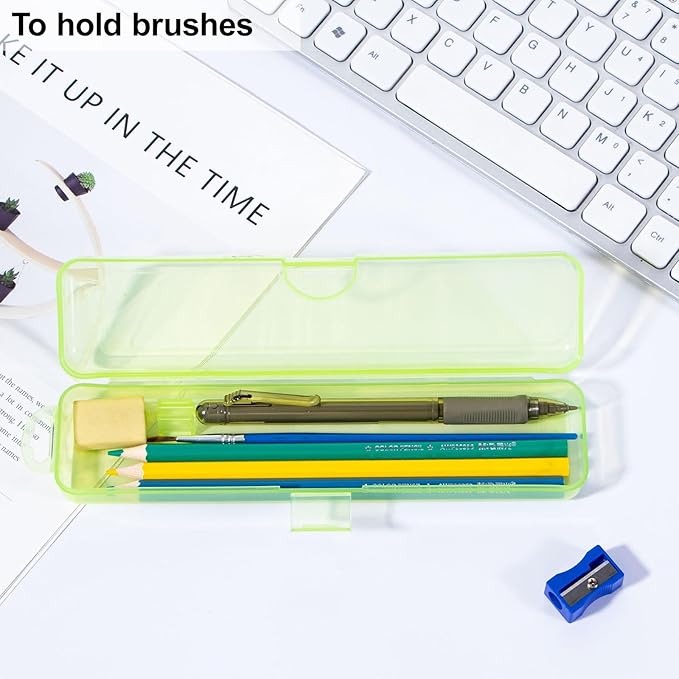 Yeeco Toothbrush Case 2 Packs, Transparent Green Travel Size, Plastic Holder, 7.87 x 1.85 x 1.18 Inches Portable for Traveling