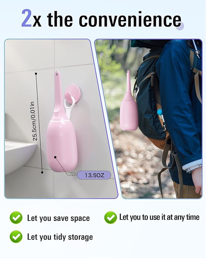 High Pressure Portable Bidet for Travel,Foldable Flip-Top Peri Bottle with Hook Ring,Handheld Bidet Sprayer for Personal Hygiene,BPA-Free,400ML Personal Toilet for Women Men Baby Cleaning(Pink)