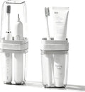 Travel Toothbrush Holders: 2-in-1 Toothbrush and Toothpaste Travel Case with Rinse Cups for Men Women, Compact Dustproof Toothbrush Holder for Traveling, Camping, Trip, School, Bathroom