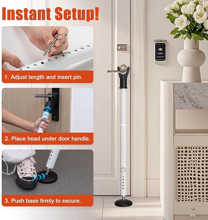 Door Security Bar for Home & Travel - 21-52" Adjustable Heavy Duty Anti-Burglar Door Stopper Stick,Anti-Slip Base for Front, Patio, Sliding Window,Hotel,Apartment - Women,Travelers Essentials